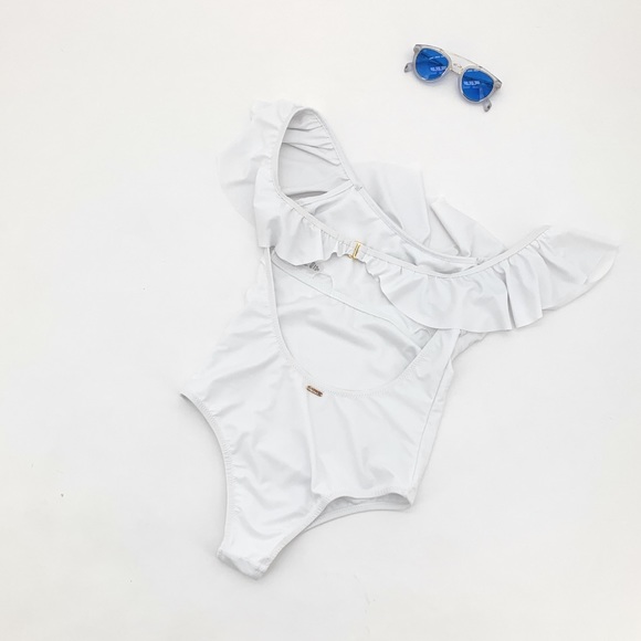 4/$25 Raisins White Ruffle One Piece Swimsuit - Picture 4 of 7